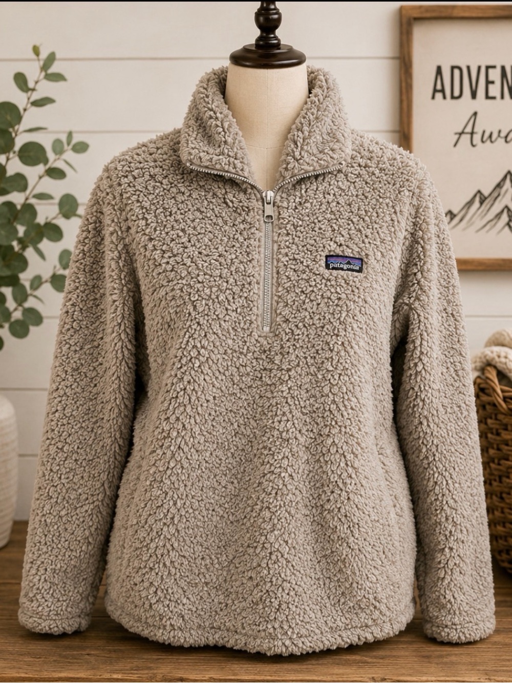 Patagonia XL tan 1/4 zip los gatos fleece sweater